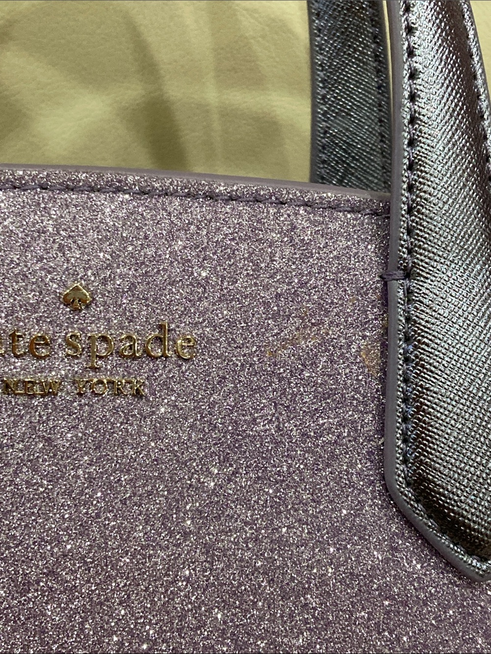 Kate Spade Lilac Frost Purple Tinsel Glitter Fabric Sparkle Satchel Purse Bag - Picture 15 of 15